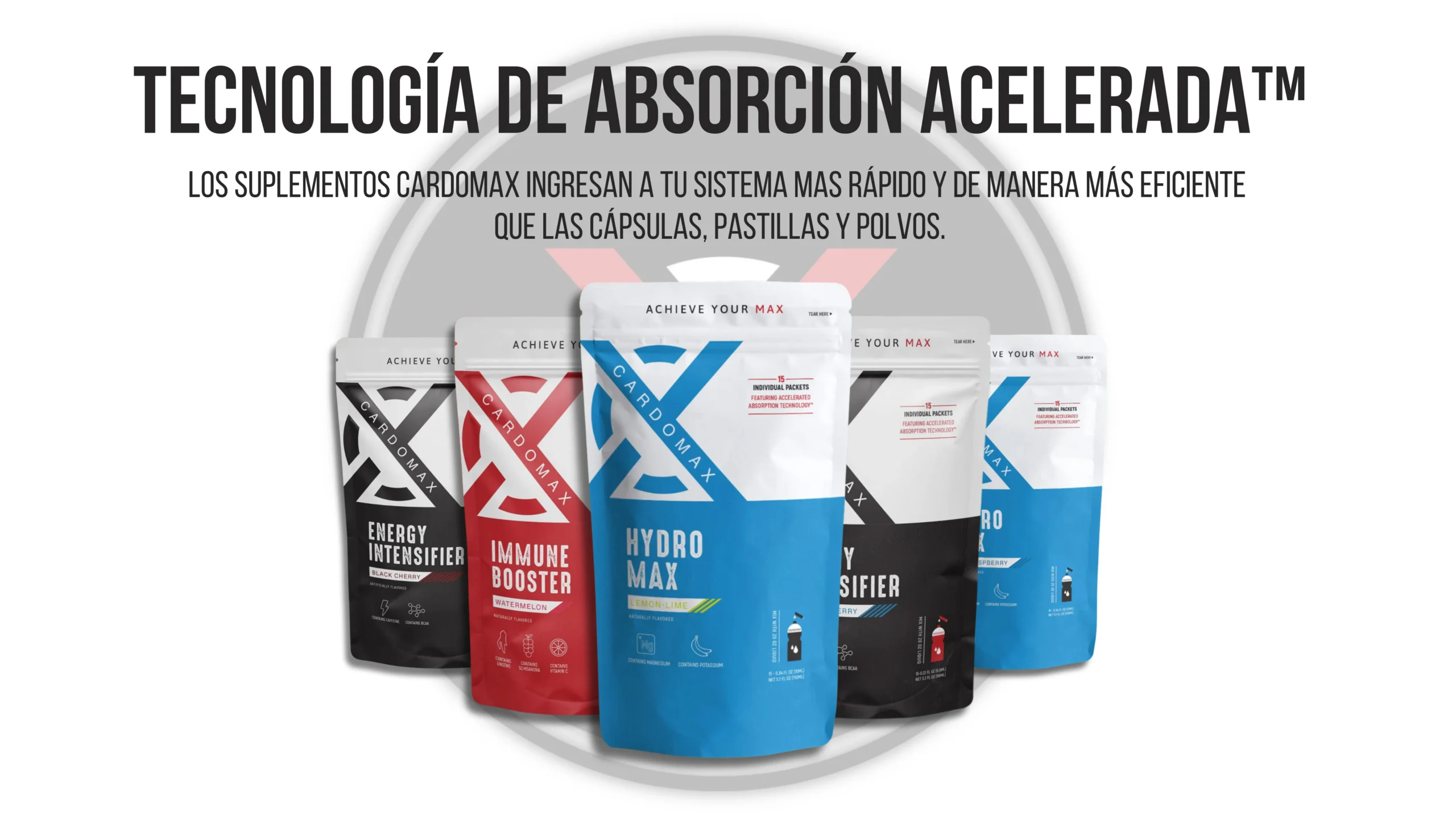 Cardomax Tecnología de Absorción Acelerada™ - Línea de Suplementos Deportivos Líquidos